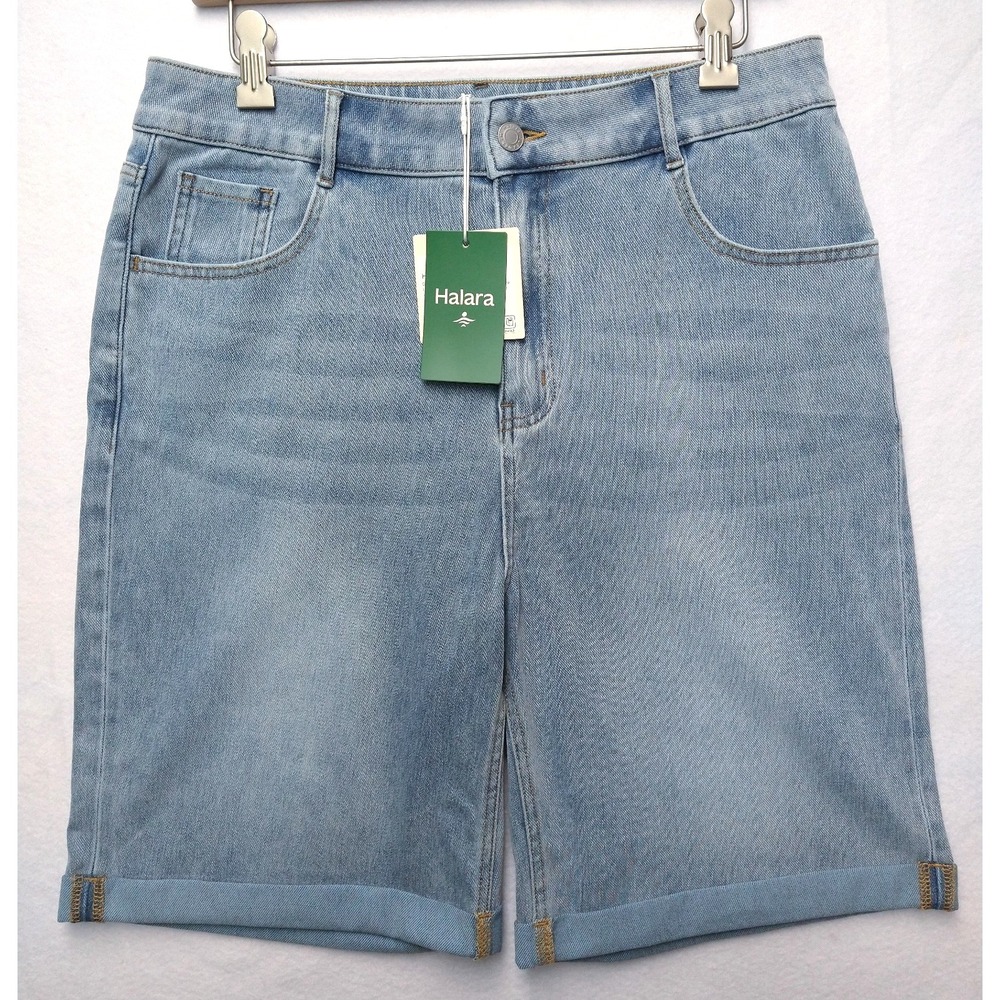 NWT Halara Jean High Waisted 5-pocket Bermuda Shorts 90s Coastal sz L (12-14) - Picture 1 of 7